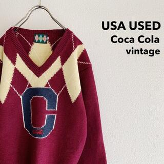コカコーラ(コカ・コーラ)のレア / Vintage Argyle Knit “CocaCola” レタード(ニット/セーター)