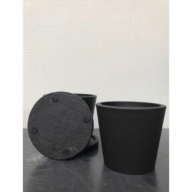 アイアンブラック植木鉢2個セット　受皿付き　 ハンドメイドのフラワー/ガーデン(プランター)の商品写真
