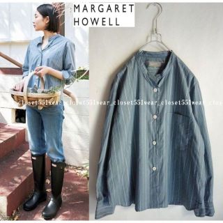 マーガレットハウエル(MARGARET HOWELL)の2022 美品マーガレットハウエル☆SUPERFINEコットンストライプシャツ1(シャツ/ブラウス(長袖/七分))