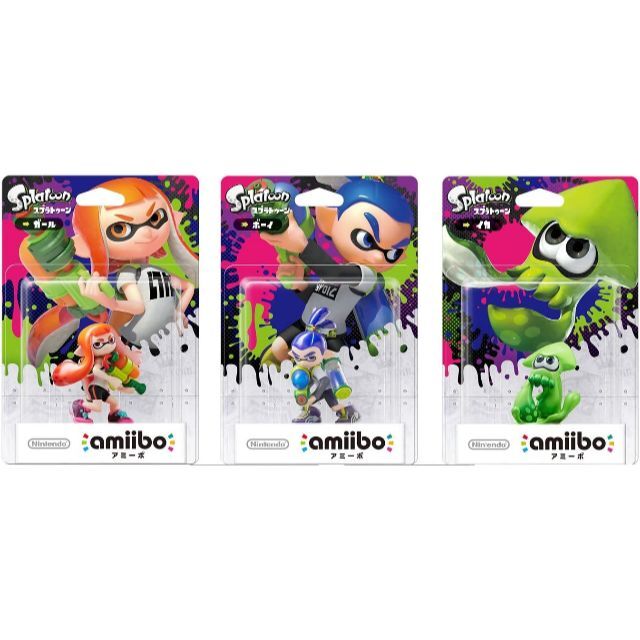 amiibo スプラトゥーン 全3種セット ガール ボーイ イカ