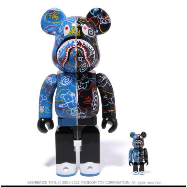 BAPE BE@RBRICK LINE CAMO SHARK 100％ 400％