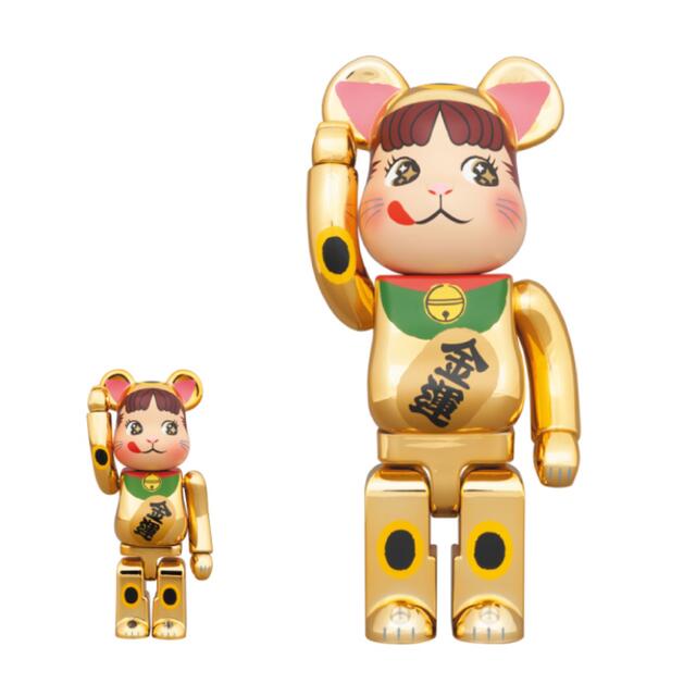 MEDICOM TOY(メディコムトイ)のBE＠RBRICK 招き猫 ペコちゃん 金運 金メッキ 100% & 400% エンタメ/ホビーのフィギュア(その他)の商品写真