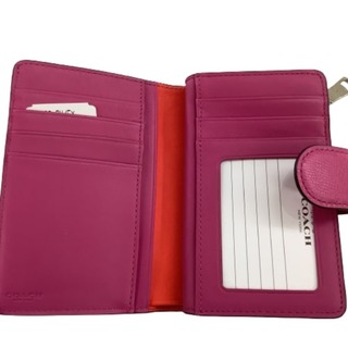 COACH♡コーチ シンプル 濃いピンク 二つ折り財布