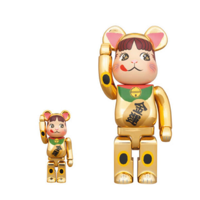 ハンドメイドBE＠RBRICK 招き猫 ペコちゃん 金運 金メッキ 100% & 400%