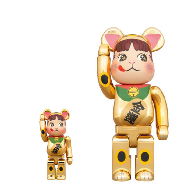 MEDICOM TOY(メディコムトイ)のBE@RBRICK 招き猫 ペコちゃん　金運　金メッキ　100%&400% エンタメ/ホビーのフィギュア(その他)の商品写真