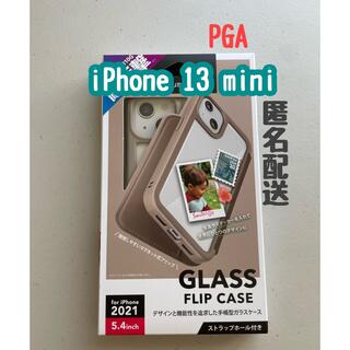 iPhone 13 mini ガラスフリップケース ベージュ　PGA(iPhoneケース)