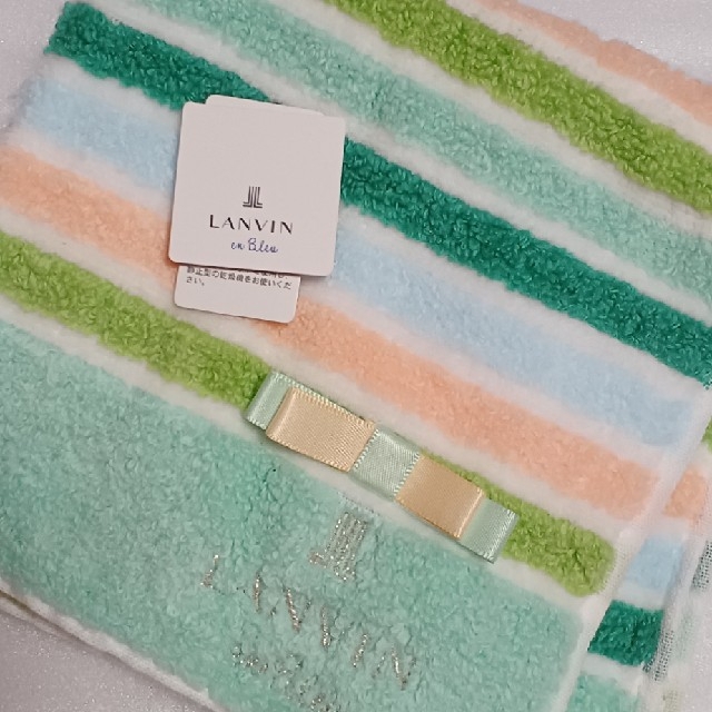 LANVIN en Bleu(ランバンオンブルー)の値下げ📌ランバンen Bleu☆大判タオルハンカチ🎀 レディースのファッション小物(ハンカチ)の商品写真