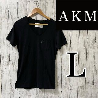 エイケイエム(AKM)のAKM ポケット付き Vネック半袖Tシャツ★トップス/Lサイズ/ブラック(Tシャツ/カットソー(半袖/袖なし))