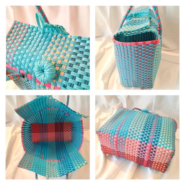 ピクニックバッグ 蓋付きカゴバッグ ブルーの通販 by Sarah's ピクニックバッグ 蓋付きカゴバッグ ブルーの通販 by Sarah's