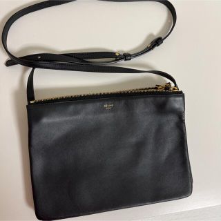 セリーヌ(celine)のセリーヌ　ショルダーバッグ　トリオ　ラージ　旧ロゴ　ブラック　ネイビーブルー(ショルダーバッグ)