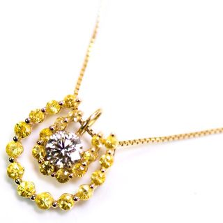 パッション様専用K18YG　0.323ct　ダイヤ×イエローサファイアネックレス(ネックレス)