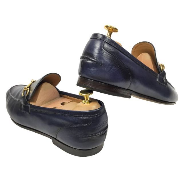 うございま Gucci ビットローファーネイビー×ゴールド91/2の通販 by