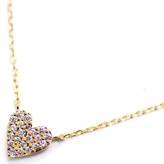 スタージュエリー K18YG 0.04ct マイクロパヴェ ハートネックレス brad