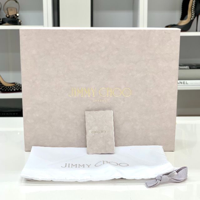 JIMMY CHOO(ジミーチュウ)の4619 未使用 ジミーチュウ ストーン スエード ファー スリッパサンダル レディースの靴/シューズ(サンダル)の商品写真