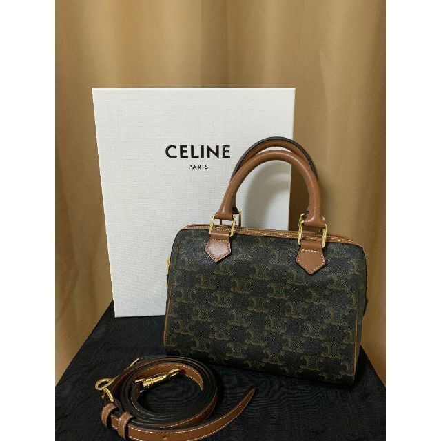 CELINE セリーヌ スモールボストン トリオンフキャンバス&カーフスキン