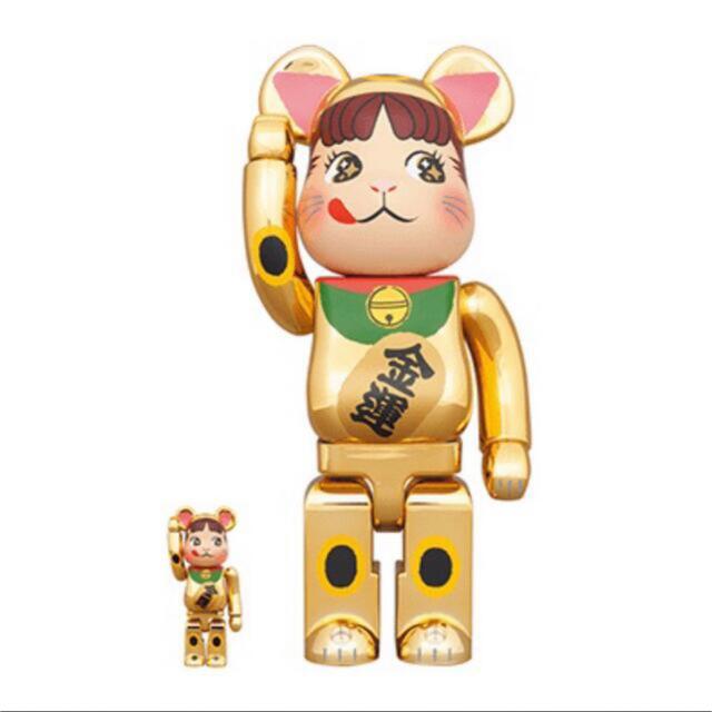 BE＠RBRICK 招き猫 ペコちゃん 金運 金メッキ 100% & 400%」フィギュア