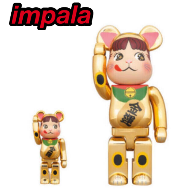 BE@RBRICK(ベアブリック)のBE＠RBRICK 招き猫 ペコちゃん 金運 金メッキ 100% & 400% エンタメ/ホビーのフィギュア(その他)の商品写真