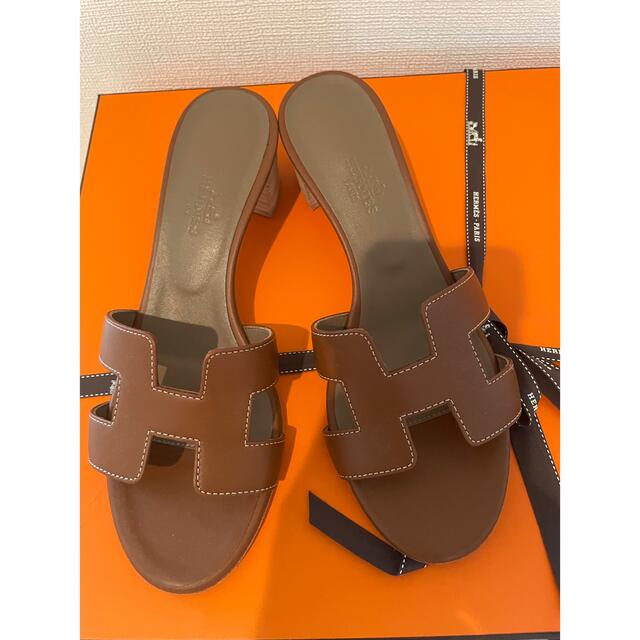 エルメス オアジス サンダル ゴールド???? 37 美品 - サンダル