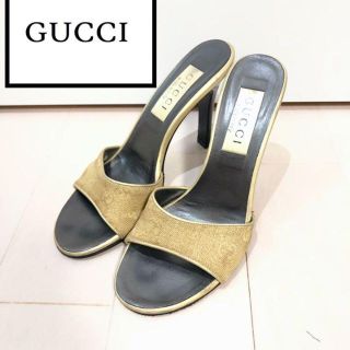 グッチ(Gucci)のGUCCI◆グッチ　ロゴサンダル　GGマーク　ミュール　レディース　ゴールド(サンダル)