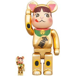 ベアブリック(BE@RBRICK)のBE＠RBRICK 招き猫 ペコちゃん 金運 金メッキ 100% & 400%(キャラクターグッズ)