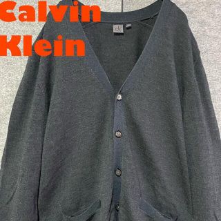 カルバンクライン(Calvin Klein)の★薄手ウール★Calvin Klein カーディガン　ポケ付き　ダークグレー　(カーディガン)