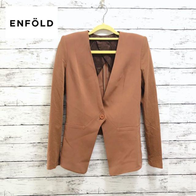 レディース【美品】  ENFOLD / エンフォルド | VASE JACKET  ノーカラージャケット | 36 | ブラック | レディース