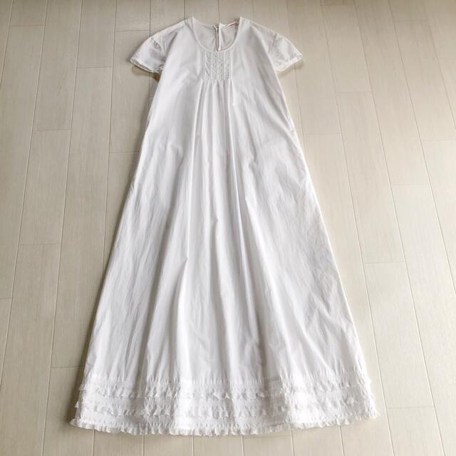 ワンダフルワールド ピンタック フランスレース 白 ワンピース