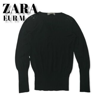 ザラ(ZARA)の【新入荷！】ZARA　薄手ニット　ビジュ　黒　レディース　服(ニット/セーター)