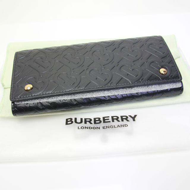 未使用 BURBERRY バーバリー エンボス TB 総柄 長財布 黒 ブラック