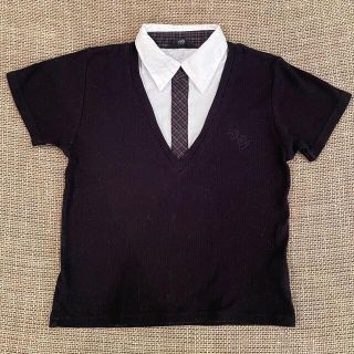 コムサイズム(COMME CA ISM)の【COMME CA ISM】重ね着風切り替え半袖シャツ【100】(Tシャツ/カットソー)