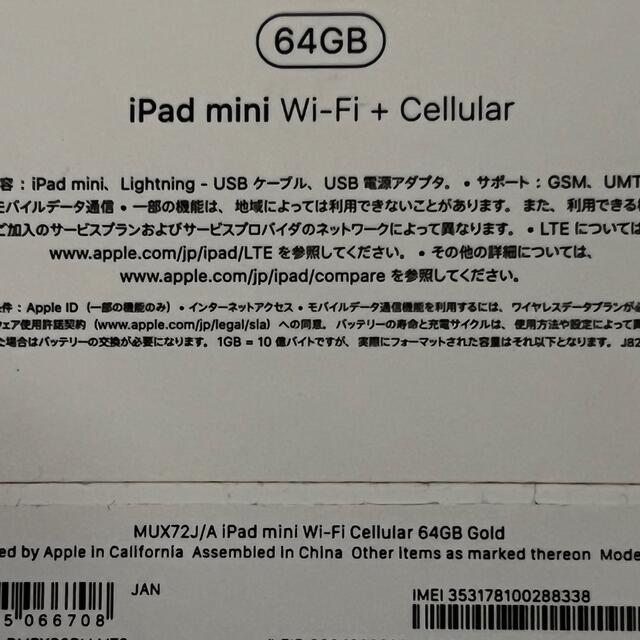 ★美品★iPad mini 第5世代（64GB Cellular ゴールド） 3