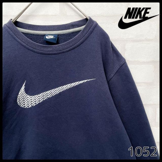 90s/紺タグ】ナイキ NIKE ビッグロゴ 刺繍 スウェットトレーナー M
