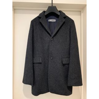 ジルサンダー(Jil Sander)のJIL SANDER ジルサンダー　スタンドカラーコート　グレー カシミヤ　34(チェスターコート)