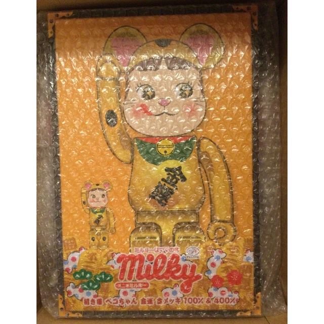 BE@RBRICK 招き猫 ペコちゃん 金運 金メッキ 100% & 400%☆ 定番の
