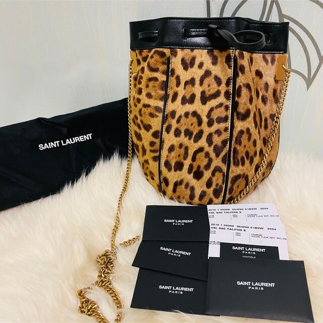 Saint Laurent サンローラン レオパード 巾着バッグレディース