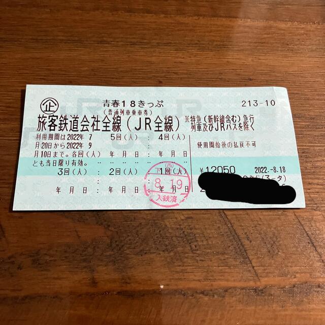 青春18きっぷ 4回分 有効期間〜9月10日 - 鉄道乗車券