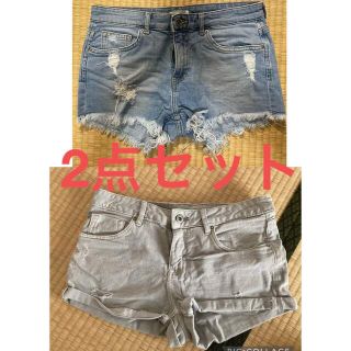 エイチアンドエム(H&M)のH&M♡ショートパンツ♡デニム♡ダメージ♡ブルー♡ライトグレー♡2点セット(ショートパンツ)