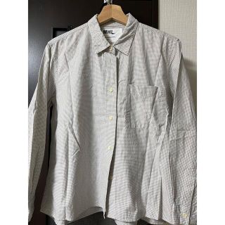 マーガレットハウエル シャツ/ブラウス(レディース/半袖)(チェック お得に買える通販 マーガレットハウエル 【美品】 ラージチェック MHL ブラウス シャツ リネン シャツ/ブラウス(半袖/袖なし)
