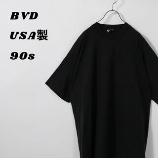 ビーブイディー(BVD)の【希少】BVD Tシャツ　プレーン　無地　黒　半袖　2XL USA製　胸ポケット(Tシャツ/カットソー(半袖/袖なし))