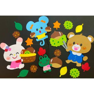 壁面⭐︎秋 動物たちの栗拾い 保育園 幼稚園 9月10月11月