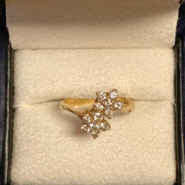 K18  ダイヤモンドリング　指輪　ダイヤのお花　アンティーク　サイズ9号