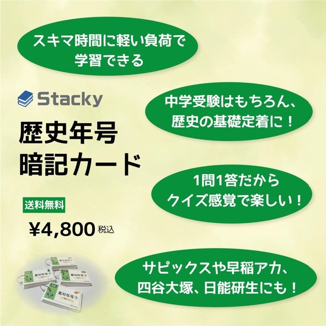 中学受験 社会（歴史）歴史年号 暗記カードセット【SH001】 エンタメ/ホビーの本(語学/参考書)の商品写真