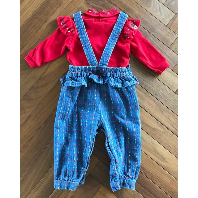 OshKosh(オシュコシュ)のoshkosh  ロゴ♡オーバーオール&タートルセット　12m キッズ/ベビー/マタニティのベビー服(~85cm)(ロンパース)の商品写真