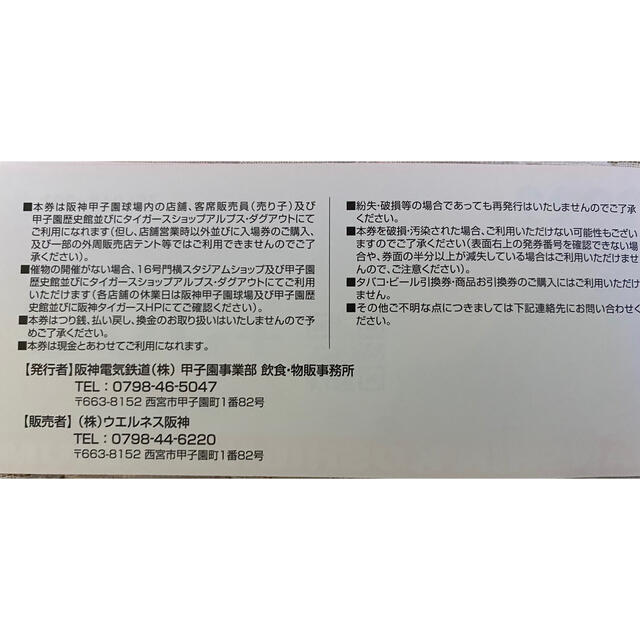 2022年阪神甲子園球場□商品お引換券□1万円分(500円券×20枚
