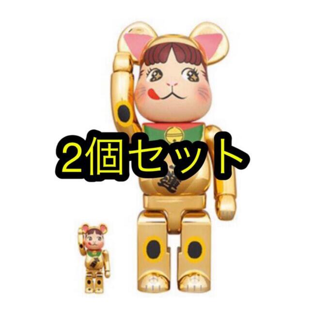 400%BE＠RBRICK 招き猫 ペコちゃん 金運 金メッキ 100% & 400%