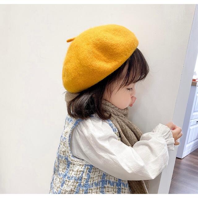 韓国子供服　子供/キッズ/ベビー  ウールベレー帽 ハット アイボリーホワイト キッズ/ベビー/マタニティのこども用ファッション小物(帽子)の商品写真