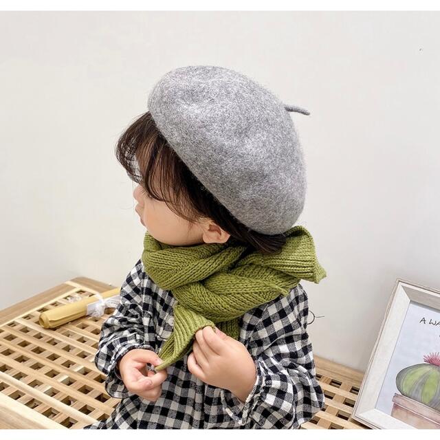 韓国子供服　子供/キッズ/ベビー  ウールベレー帽 ハット 黒　ブラック キッズ/ベビー/マタニティのこども用ファッション小物(帽子)の商品写真