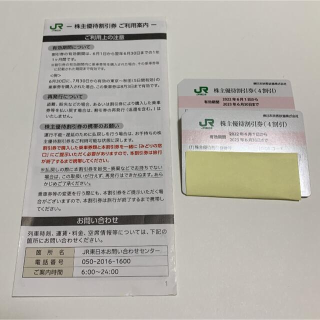 JR東日本 株主優待割引券 2枚 株主優待割引券 ご利用案内 1冊 チケットの優待券/割引券(その他)の商品写真