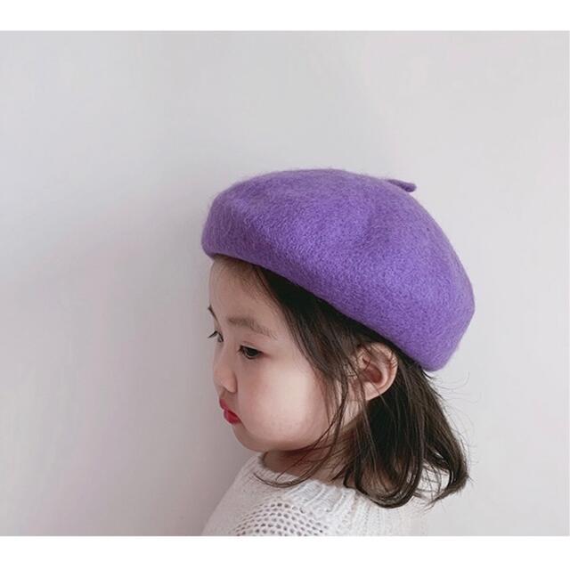 韓国子供服　子供/キッズ/ベビー  ウールベレー帽  ブルー キッズ/ベビー/マタニティのこども用ファッション小物(帽子)の商品写真