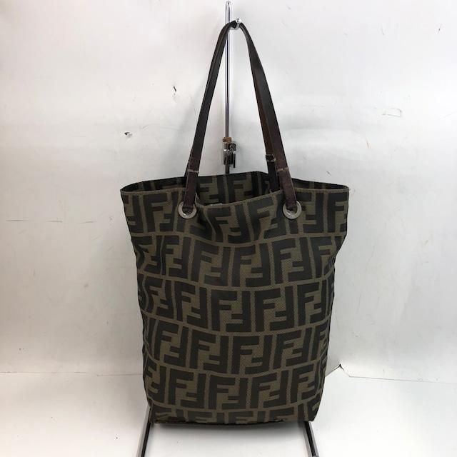 FENDI フェンディ ズッカ柄 トートバッグ レザー ブラウン ブランド